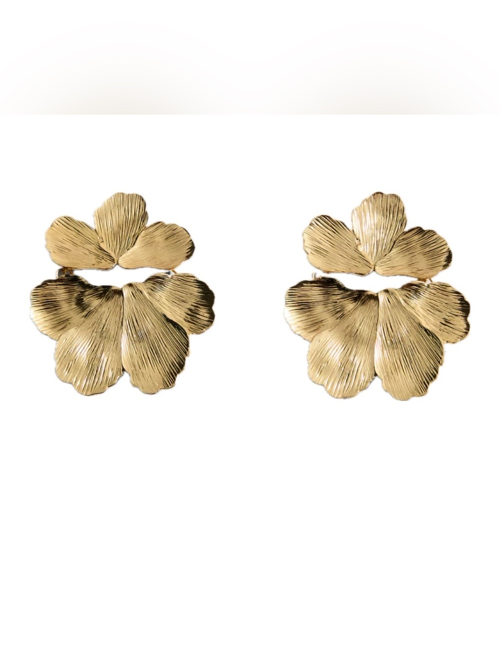 Mango Gold Textured Floral Drop Earrings